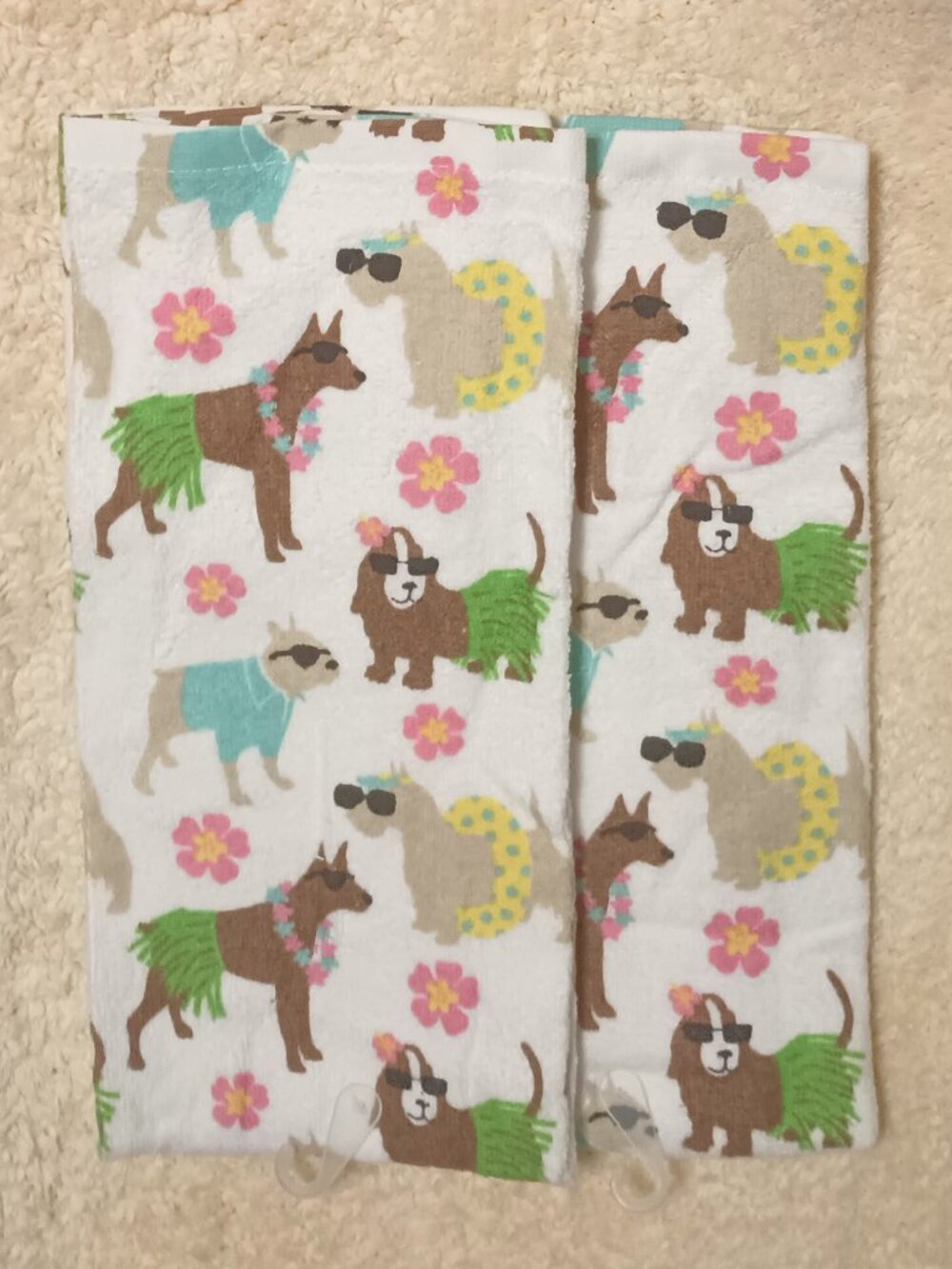 NWT ~ A Pair of Summer Beach "Pawty" Dog Themed Kitchen Towels, 16" x 26" each - Picture 3 of 8
